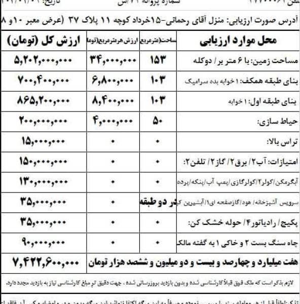 منزل مسکونی ۱۵۳مترمربع